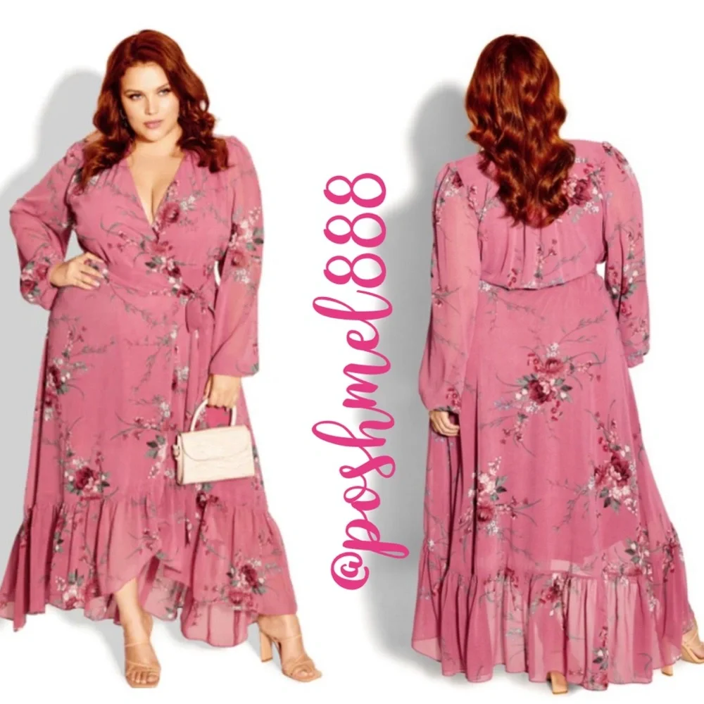 City Chic Blush Floral Maxi Dress - Picture 1 of 12